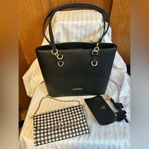 Nanette Lepore - Black Tote with Gold Details & extras